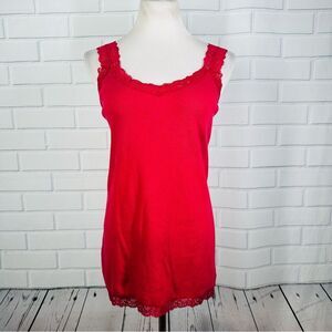 10/$25🦋 Just My Size Red Lace Trim Tank - Size 2X